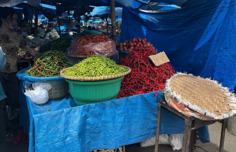 Kios Enjel, salah satu pedagang cabai di pasar Dwikora Siantar ( Herry Sinaga )