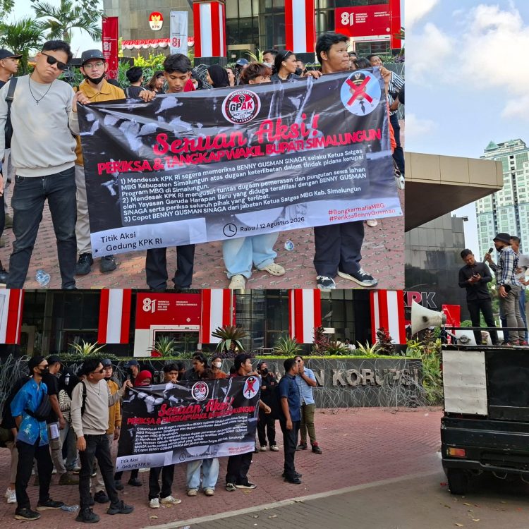 Masa GPAK saat melakukan aksi demo di depan kantor KPK RI desak periksa Benny Gusman Sinaga Wakil Bupati Simalungun ( Istimewa)