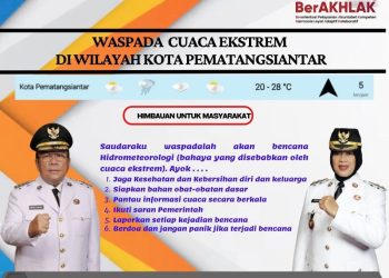 Pemerintah Kota Pematangsiantar melalui BPBD Kota Pematangsiantar mengeluarkan himbauan kepada masyarakat cuaca ekstrem ( Istimewa )