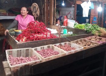 Ririn pedagang Cabai yang berada di Pasar Dwikora Kota Pematangsiantar ( Herry Sinaga )