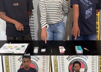 Kelima pelaku penyalahgunaan Narkotika yang diamankan Polisi, satu direhabilitasi. ( Humas Polres Simalungun)