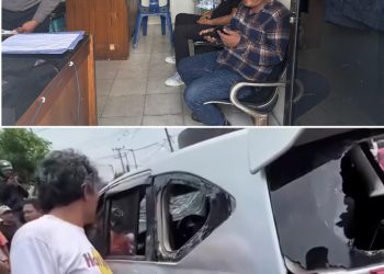 Pelaku tabrak lari dan kendaraan yang digunakan saat terjadi kecelakaan di Kota Pematangsiantar ( Herry Sinaga)
