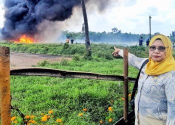 Lokasi limbah PKS PTPN IV Dolok Ilir yang terbakar. ( Diskominfo Simalungun )