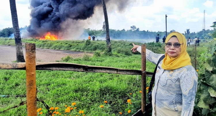 Lokasi limbah PKS PTPN IV Dolok Ilir yang terbakar. ( Diskominfo Simalungun )