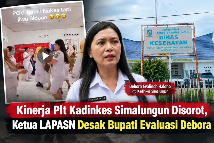 Kolase gambar PLT Kepala Dinas Kesehatan Simalungun Debora Evalinch dan tangkpan layar video ASN Dinas Kesehatan di salah satu Puskesmas sedang berjoget ( Istimewa )