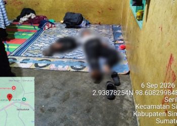 Mayat pria yang ditemukan dalam rumah kontrakannya di Saribudolok, Kecamatan Silimakuta Kabupaten Simalungun ( Humas Polres Simalungun )