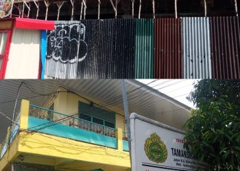 Bangunan gedung yang berada di Sekolah Taman Siswa Siantar masih berlangsung yang tanpa PBG dan GSB ( Herry Sinaga )