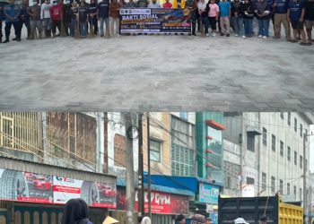 Kegiatan gotong royong di Kecamatan Bandar, Kota Perdagangan,Kabupaten Simalungun ( Facebook Muhammad Abdul Cholik )