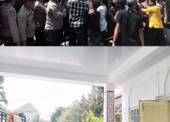 Massa GAMPERA saat datangi gedung DPRD Kota Pematangsiantar ( Herry Sinaga )