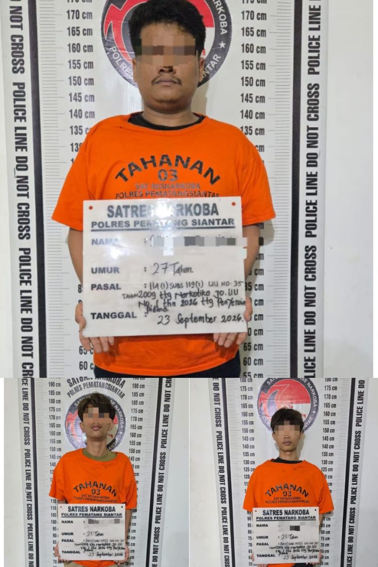 Tiga pelaku yang berhasil diamankan polisi terkait Narkotika pil ekstasi ( Humas Polres Pematangsiantar )