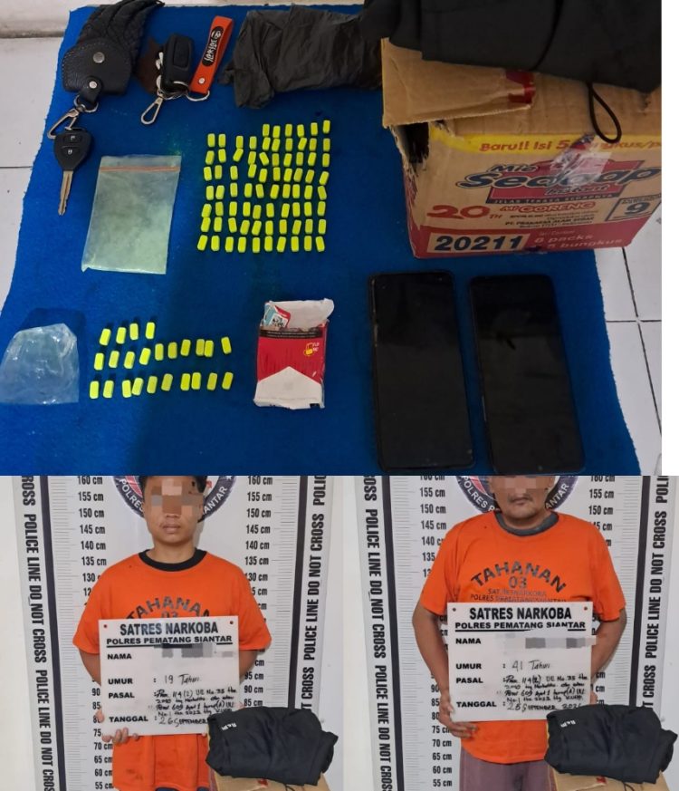 Dua pelaku dan barang bukti yang diamankan Polisi ( Humas Polres Pematangsiantar )