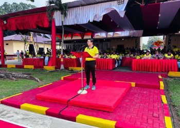 Direktur Muda PT STTC, Alvin Bingei Purba Siboro saat memberikan kata sambutan. ( Istimewa )