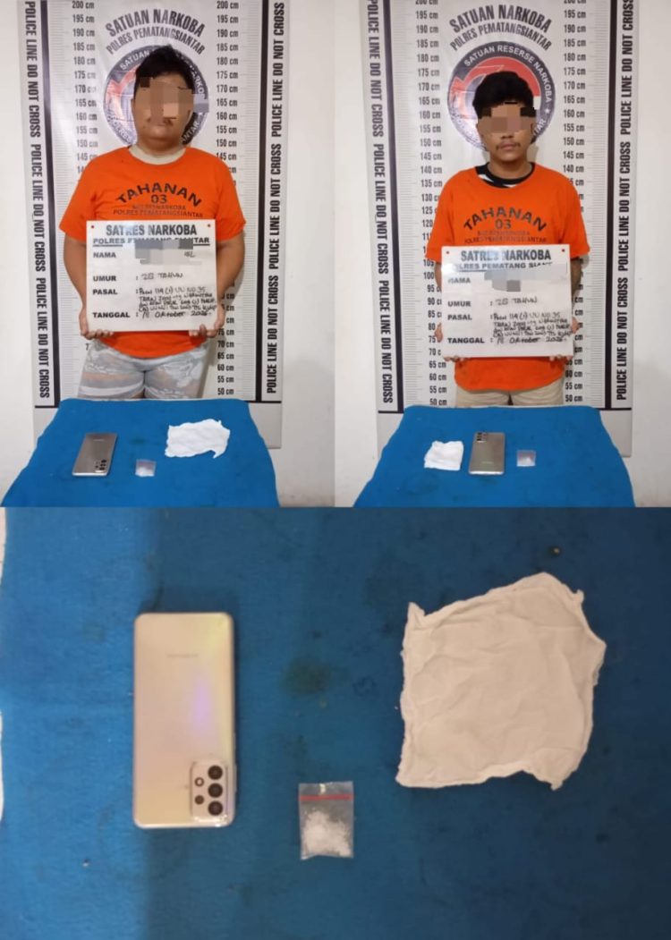 Dua pria yang diamankan polisi terkait penyalahgunaan narkotika. ( Humas Polres Pematangsiantar )