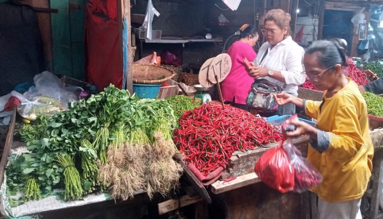 Salah satu pedagang cabai di Kota Pematangsiantar saat ditemui. ( Herry Sinaga )