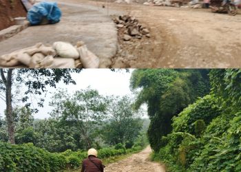 Kolase gambar jalan yang rusak puluhan tahun dan jalan yang sudah diperbaiki masyarakat dengan biaya sendiri. ( Istimewa )